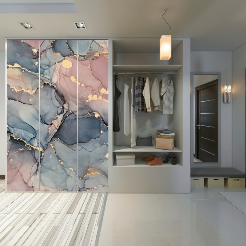 Schrankaufkleber zarte pastell-flüssigmarmor mit goldadern – Wallnifity® Schrankaufkleber zarte pastell-flüssigmarmor mit goldadern – Wallnifity®