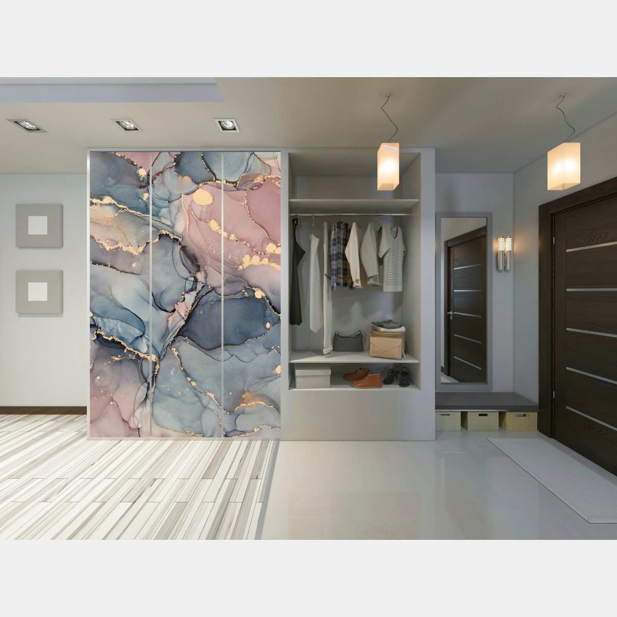 Schrankaufkleber zarte pastell-flüssigmarmor mit goldadern – Wallnifity® Schrankaufkleber zarte pastell-flüssigmarmor mit goldadern – Wallnifity®