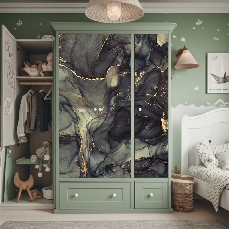 Schrankaufkleber luxuriöse abstrakte alkoholtinten-kunst mit goldenen adern – Wallnifity® Schrankaufkleber luxuriöse abstrakte alkoholtinten-kunst mit goldenen adern – Wallnifity®