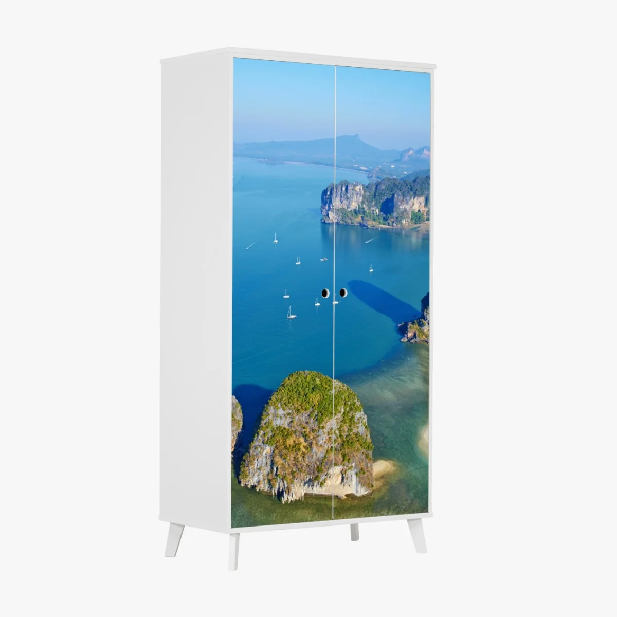 Schrankaufkleber türkise insel- und klippenlandschaft – Wallnifity®