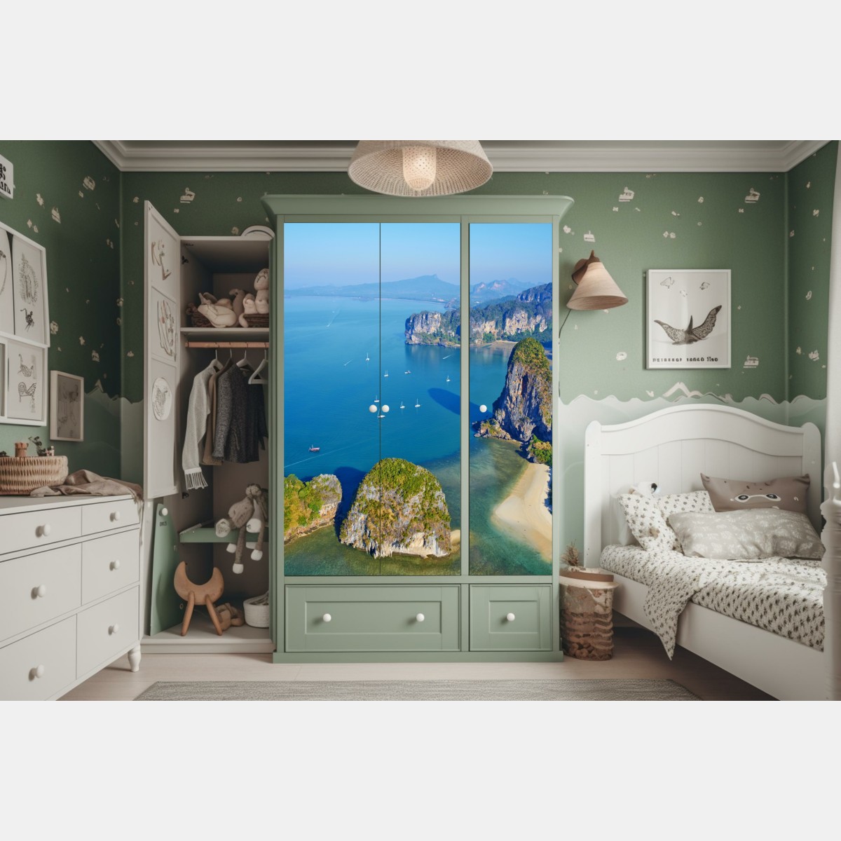 Schrankaufkleber türkise insel- und klippenlandschaft – Wallnifity®