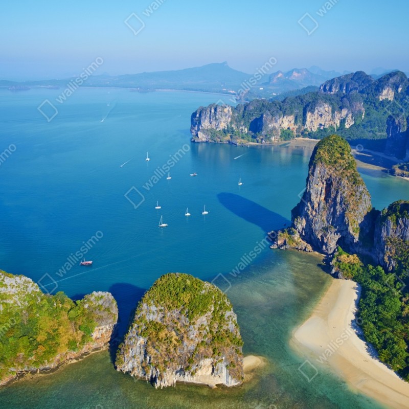 Schrankaufkleber türkise insel- und klippenlandschaft – Wallnifity®