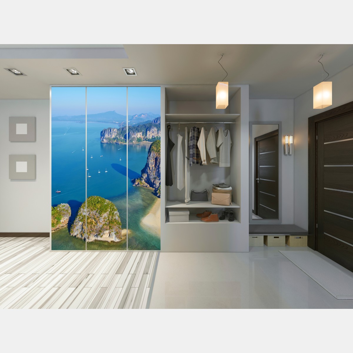 Schrankaufkleber türkise insel- und klippenlandschaft – Wallnifity®