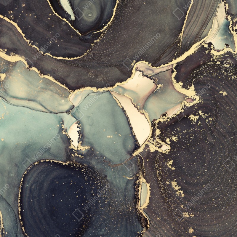 Schrankaufkleber türkis und gold abstrakte fließmalerei – Wallnifity® Schrankaufkleber türkis und gold abstrakte fließmalerei – Wallnifity®