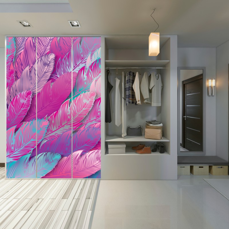 Schrankaufkleber irisierendes rosa federmuster – Wallnifity® Schrankaufkleber irisierendes rosa federmuster – Wallnifity®