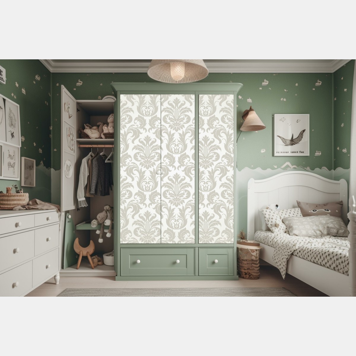 Schrankaufkleber elegantes beiges damastmuster – Wallnifity® Schrankaufkleber elegantes beiges damastmuster – Wallnifity®