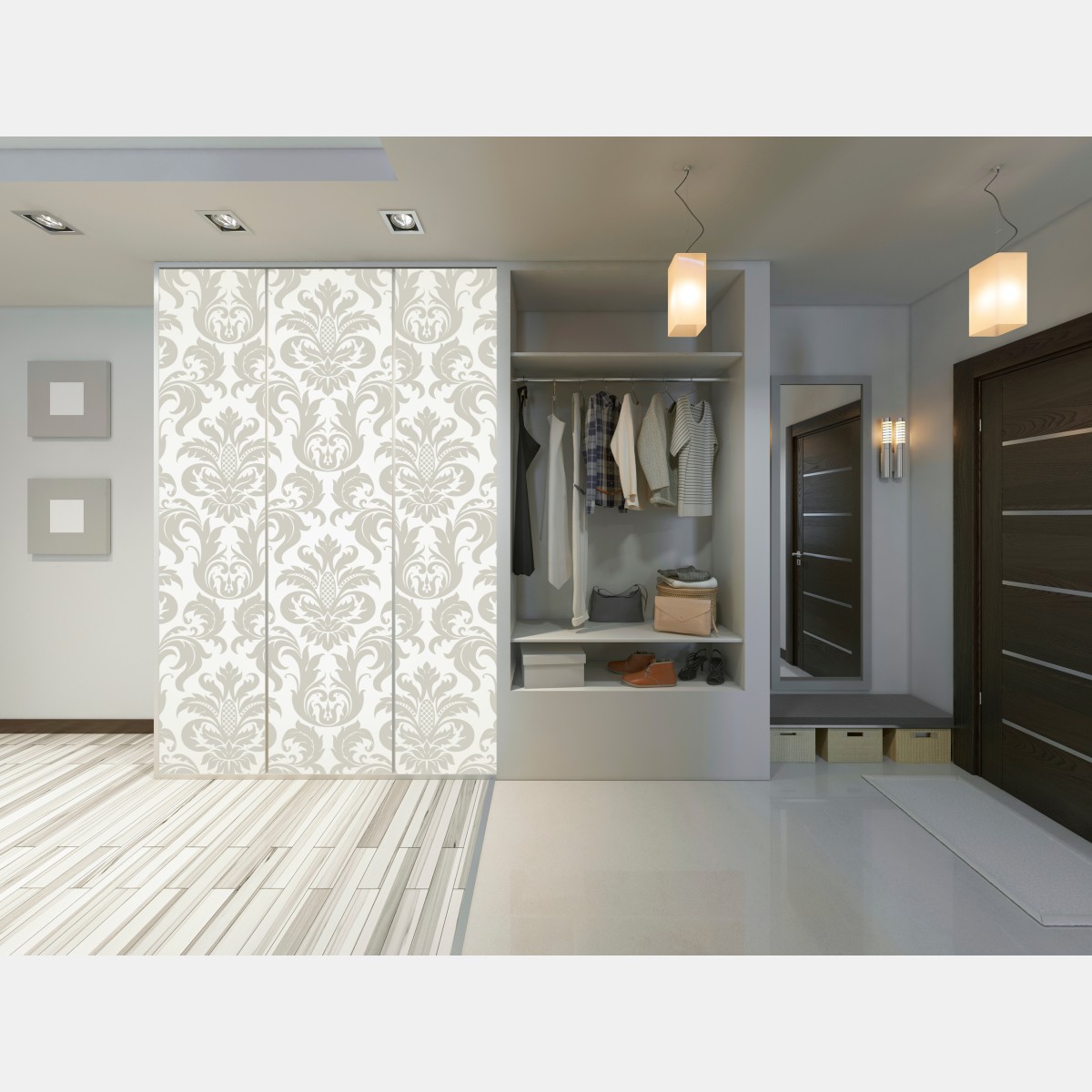 Schrankaufkleber elegantes beiges damastmuster – Wallnifity® Schrankaufkleber elegantes beiges damastmuster – Wallnifity®