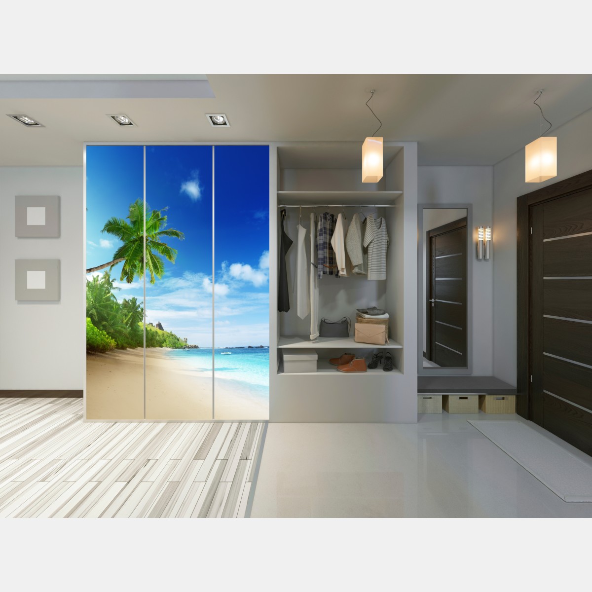 Schrankaufkleber sonnenuntergang am strand von Mahe, Seychellen – Wallnifity® Schrankaufkleber sonnenuntergang am strand von Mahe, Seychellen – Wallnifity®