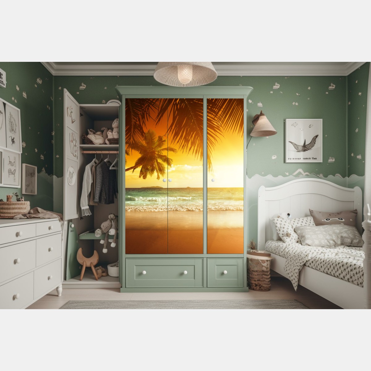 Schrankaufkleber goldener sonnenuntergang an einem strand in der Karibik – Wallnifity® Schrankaufkleber goldener sonnenuntergang an einem strand in der Karibik – Wallnifity®