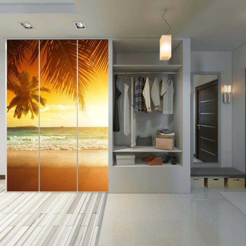 Schrankaufkleber goldener sonnenuntergang an einem strand in der Karibik – Wallnifity® Schrankaufkleber goldener sonnenuntergang an einem strand in der Karibik – Wallnifity®