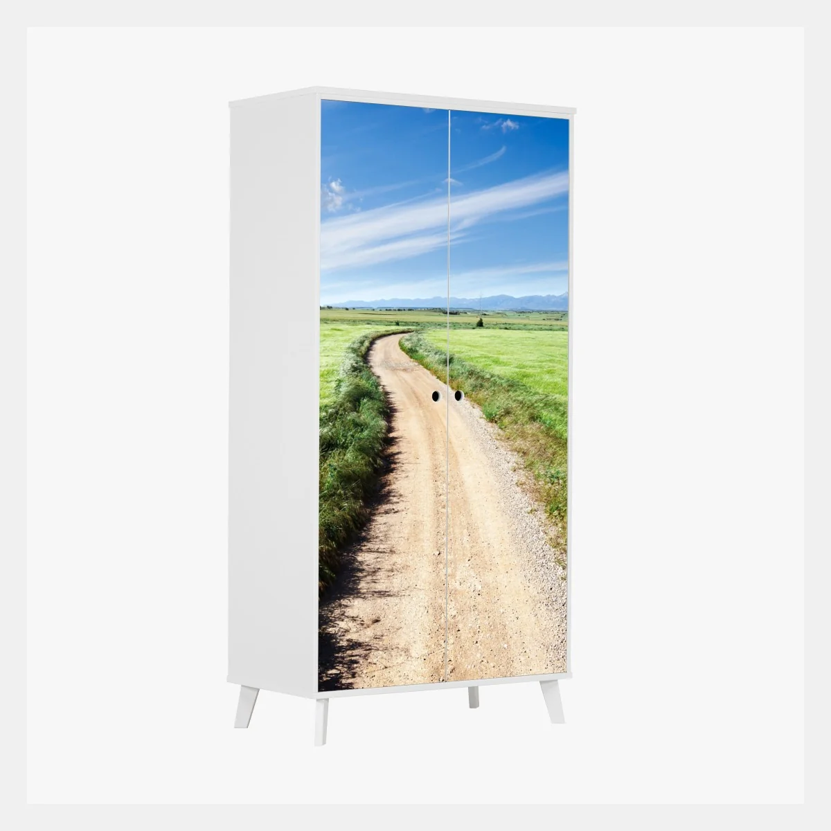 Schrankaufkleber gewundener landweg durch grüne wiesen – Wallnifity® Schrankaufkleber gewundener landweg durch grüne wiesen – Wallnifity®