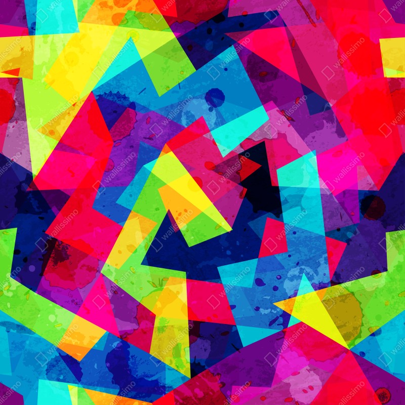 Schrankaufkleber lebendige geometrische aquarell-collage – Wallnifity®