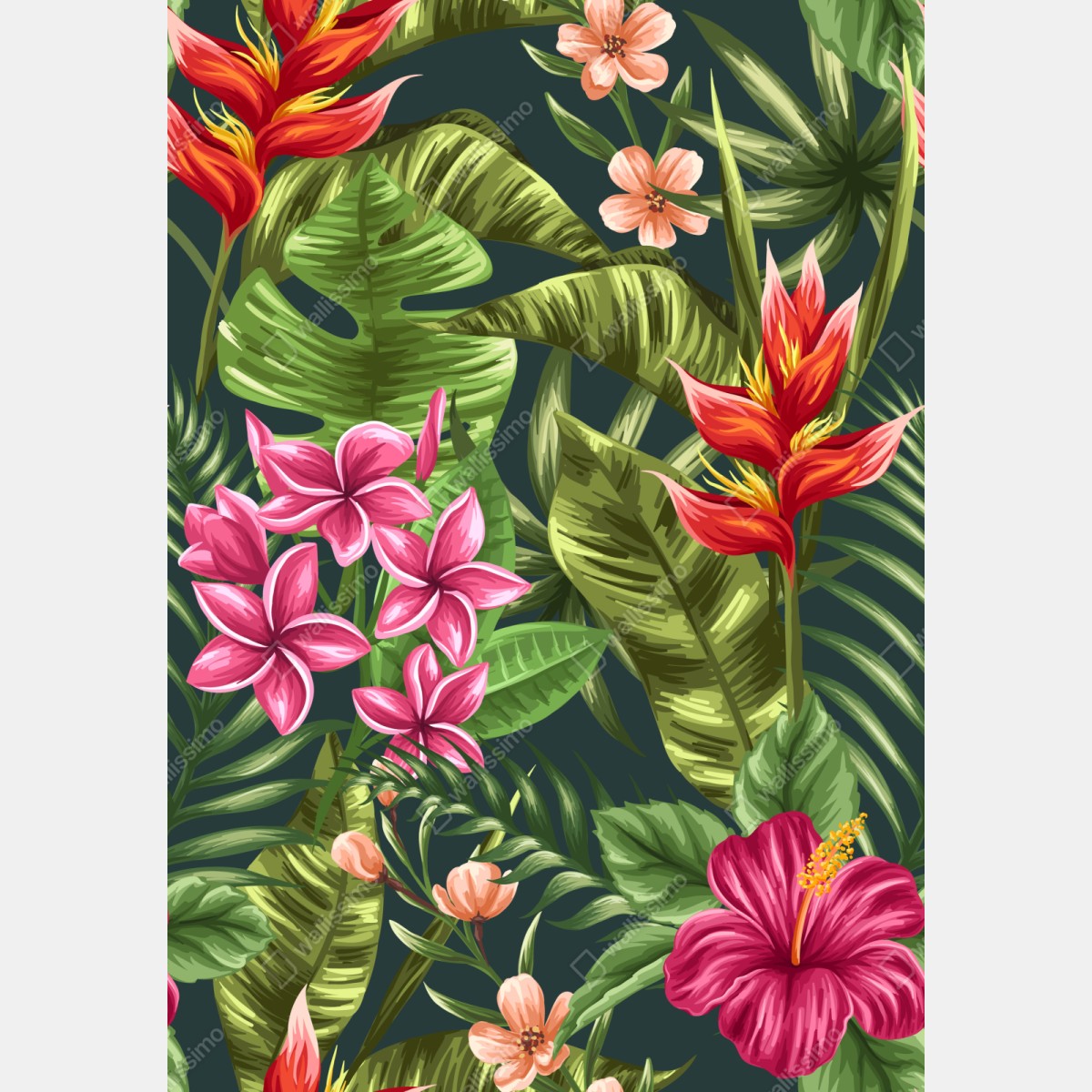 Schrankaufkleber tropisches hibiskus- und plumeria-blumenmuster – Wallnifity®