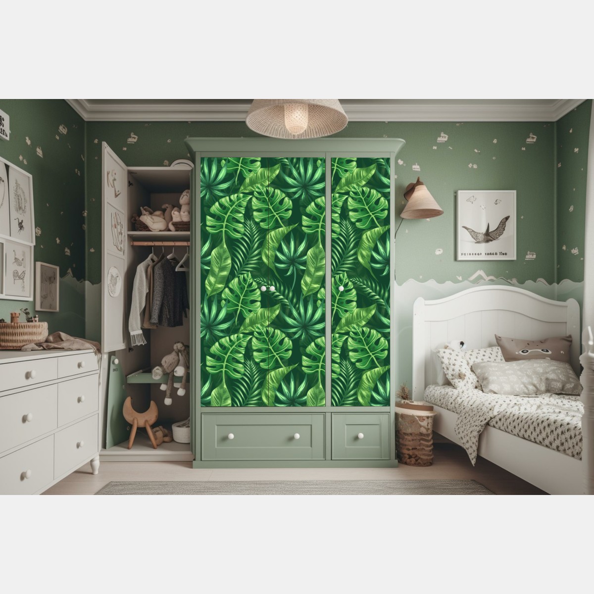 Schrankaufkleber tropisches monstera blattmuster – Wallnifity® Schrankaufkleber tropisches monstera blattmuster – Wallnifity®