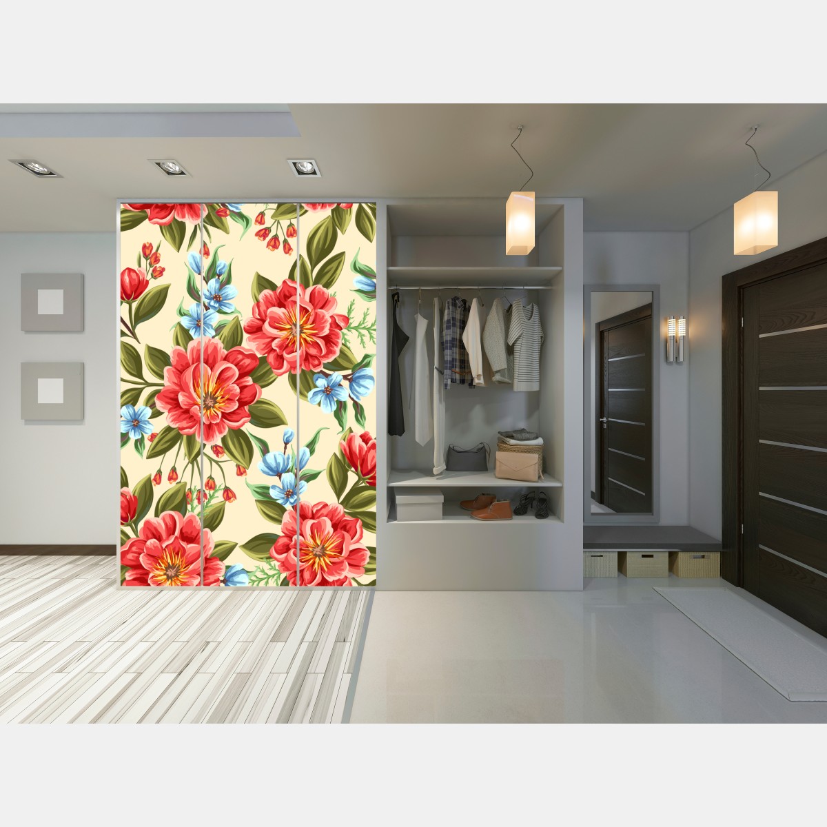 Schrankaufkleber lebhaftes aquarell blumenmuster – Wallnifity® Schrankaufkleber lebhaftes aquarell blumenmuster – Wallnifity®