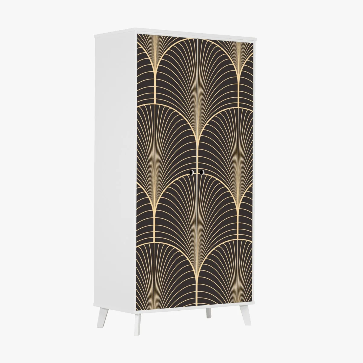 Schrankaufkleber art deco goldenes fächermuster – Wallnifity®