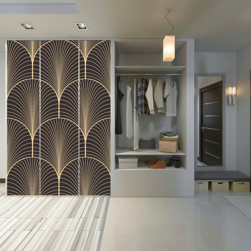 Schrankaufkleber art deco goldenes fächermuster – Wallnifity®