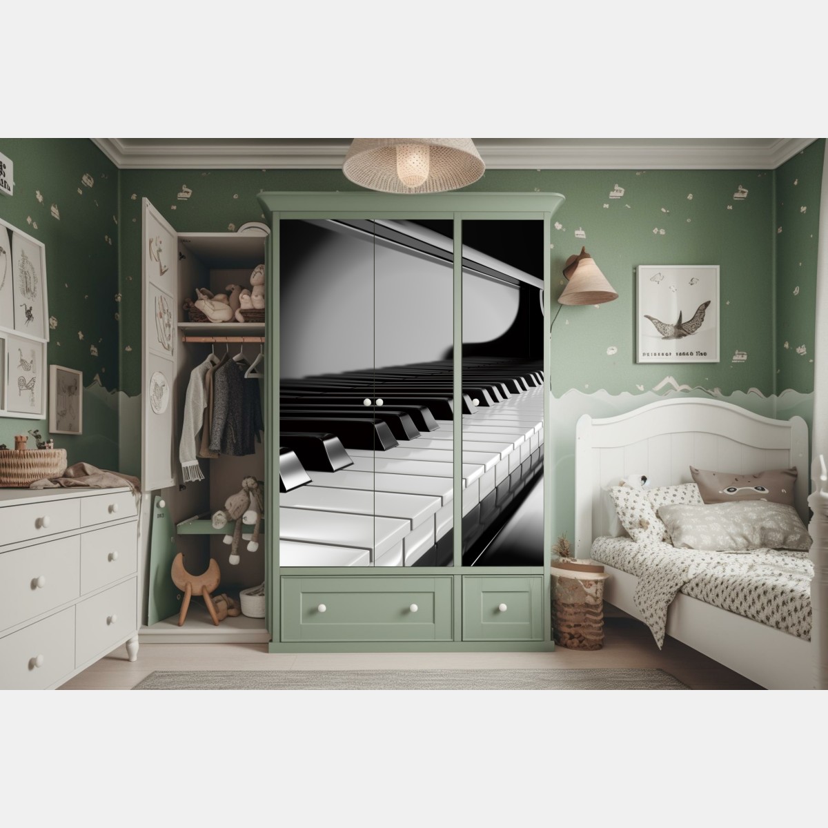 Schrankaufkleber elegante schwarzweiß klaviertasten – Wallnifity® Schrankaufkleber elegante schwarzweiß klaviertasten – Wallnifity®