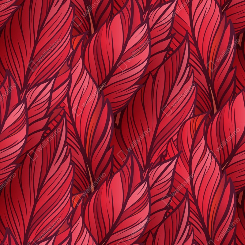 Schrankaufkleber rotes botanisches blättermuster – Wallnifity® Schrankaufkleber rotes botanisches blättermuster – Wallnifity®