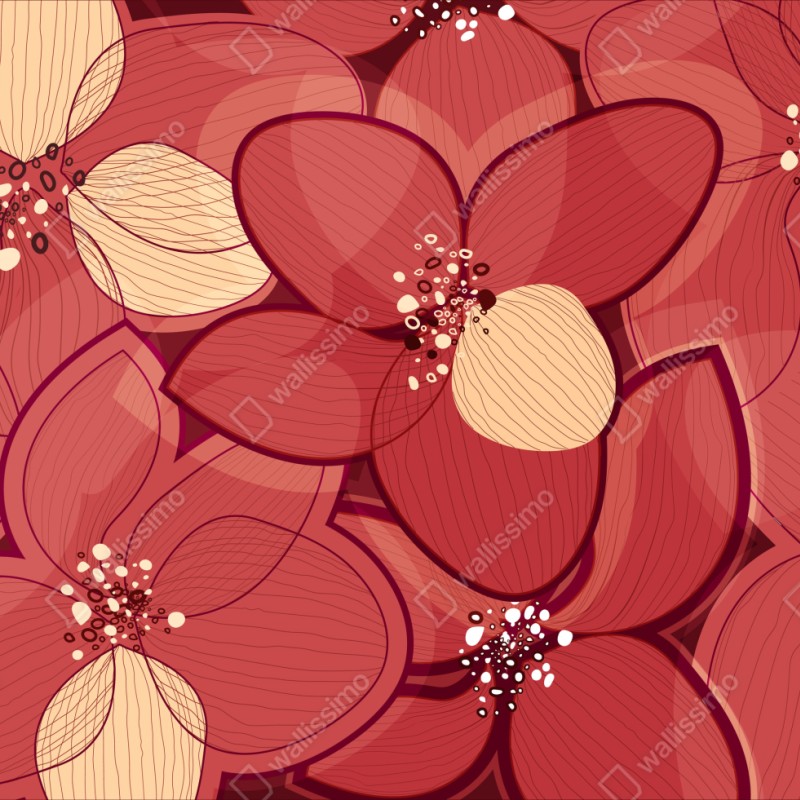 Schrankaufkleber rotes blumenmuster mit beigen mittelpunkten – Wallnifity® Schrankaufkleber rotes blumenmuster mit beigen mittelpunkten – Wallnifity®