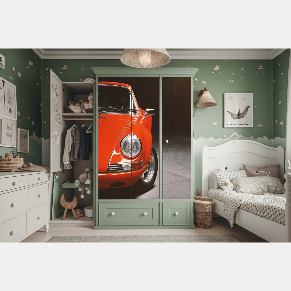 Schrankaufkleber roter oldtimer sportwagen nahaufnahme – Wallnifity® Schrankaufkleber roter oldtimer sportwagen nahaufnahme – Wallnifity®