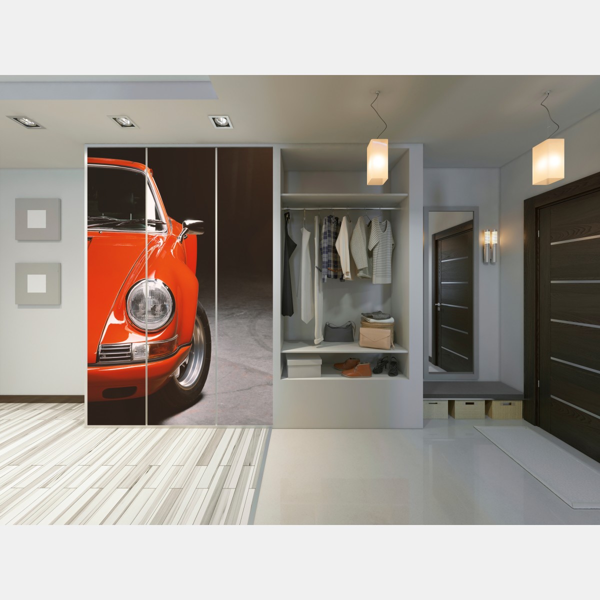 Schrankaufkleber roter oldtimer sportwagen nahaufnahme – Wallnifity® Schrankaufkleber roter oldtimer sportwagen nahaufnahme – Wallnifity®