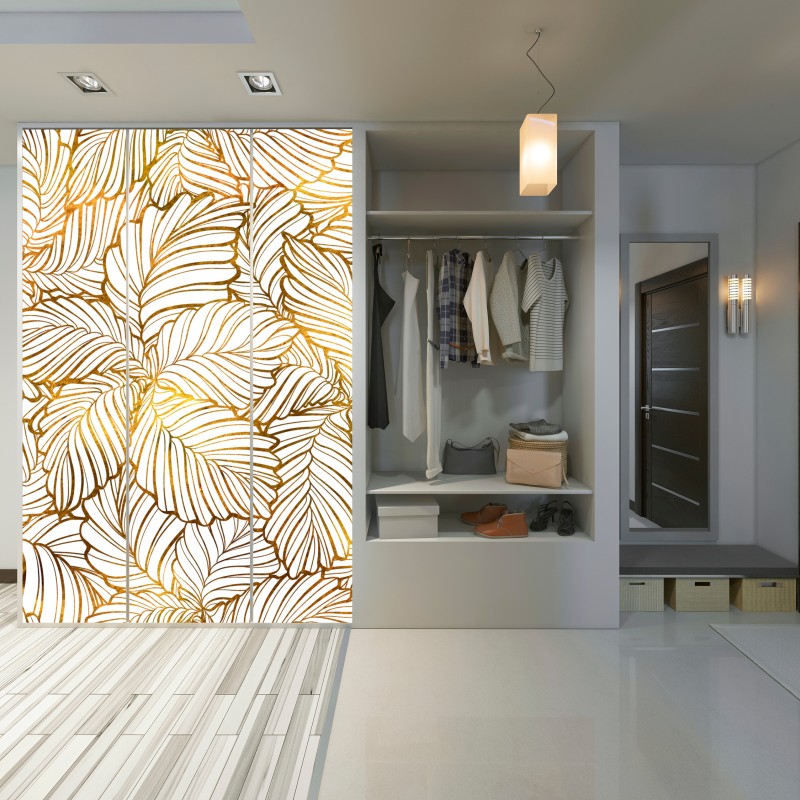 Schrankaufkleber goldenes blatt line art muster – Wallnifity® Schrankaufkleber goldenes blatt line art muster – Wallnifity®