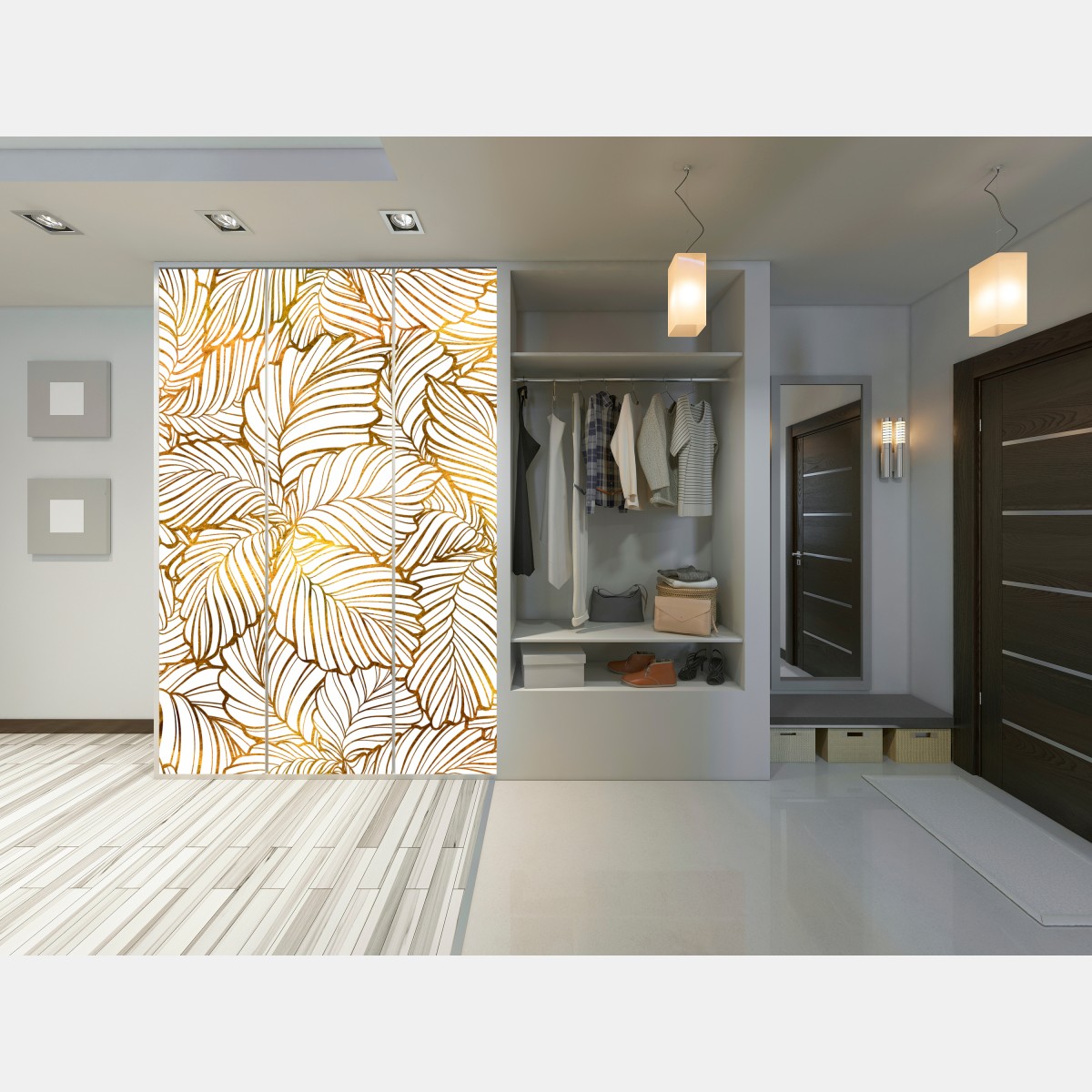 Schrankaufkleber goldenes blatt line art muster – Wallnifity® Schrankaufkleber goldenes blatt line art muster – Wallnifity®