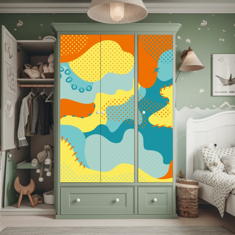 Schrankaufkleber pastellmuster mit rehkitzen und hasen – Wallnifity®