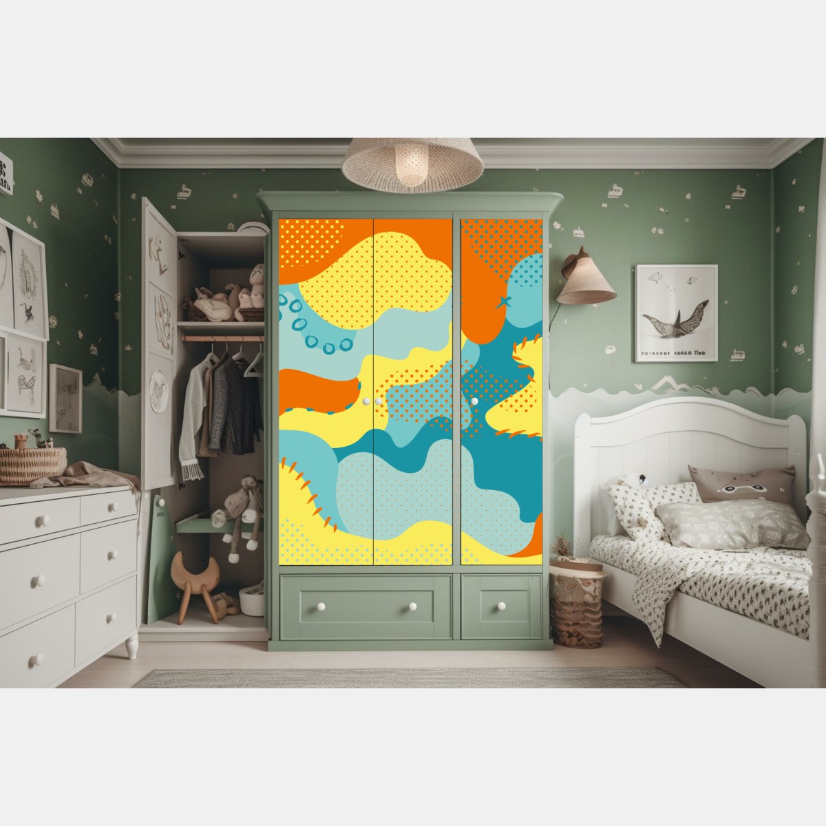 Schrankaufkleber lebendige abstrakte pop-art-komposition – Wallnifity® Schrankaufkleber lebendige abstrakte pop-art-komposition – Wallnifity®