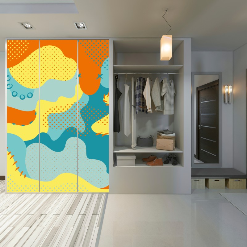 Schrankaufkleber lebendige abstrakte pop-art-komposition – Wallnifity® Schrankaufkleber lebendige abstrakte pop-art-komposition – Wallnifity®