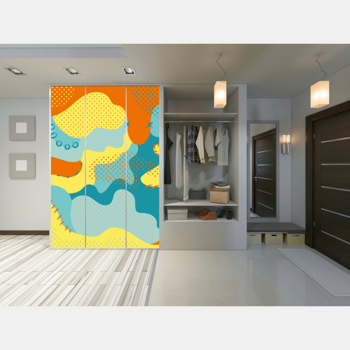 Schrankaufkleber lebendige abstrakte pop-art-komposition – Wallnifity® Schrankaufkleber lebendige abstrakte pop-art-komposition – Wallnifity®