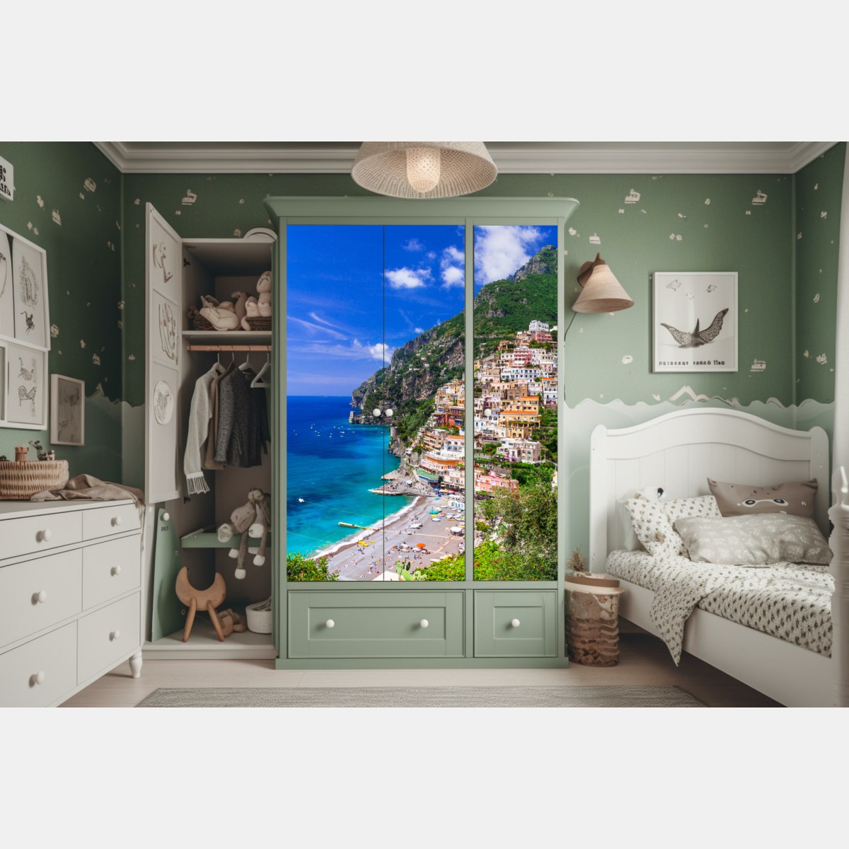 Schrankaufkleber sonnige panoramaaufnahme von Positano an der Amalfiküste – Wallnifity® Schrankaufkleber sonnige panoramaaufnahme von Positano an der Amalfiküste – Wallnifity®