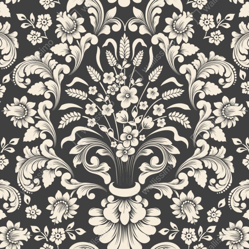 Schrankaufkleber vintage blumiges damastmuster – Wallnifity®