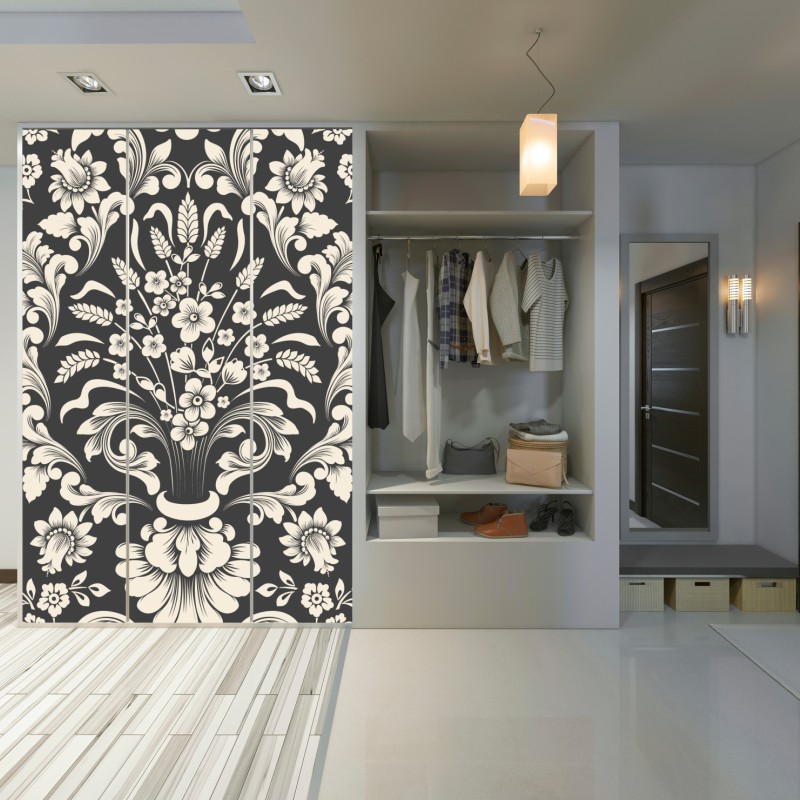 Schrankaufkleber vintage blumiges damastmuster – Wallnifity®