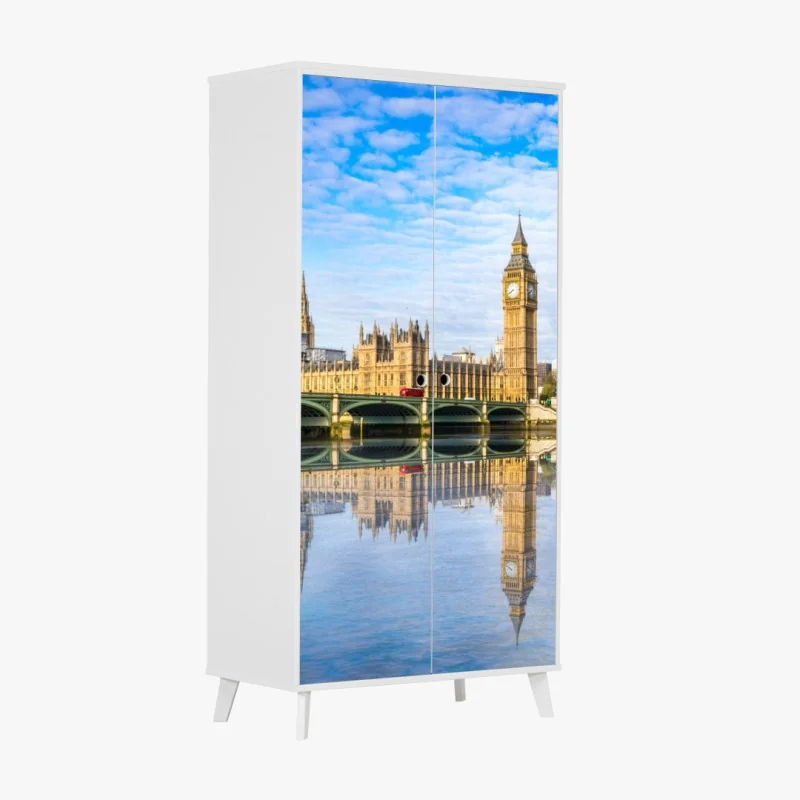 Schrankaufkleber London skyline mit spiegelung auf dem fluss – Wallnifity® Schrankaufkleber London skyline mit spiegelung auf dem fluss – Wallnifity®
