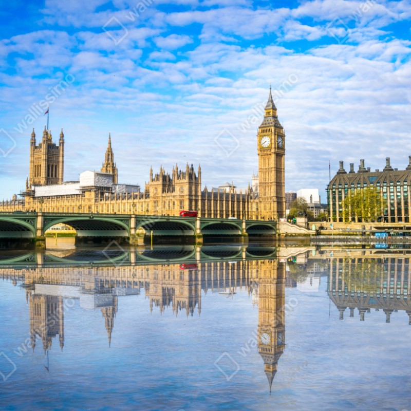 Schrankaufkleber London skyline mit spiegelung auf dem fluss – Wallnifity® Schrankaufkleber London skyline mit spiegelung auf dem fluss – Wallnifity®