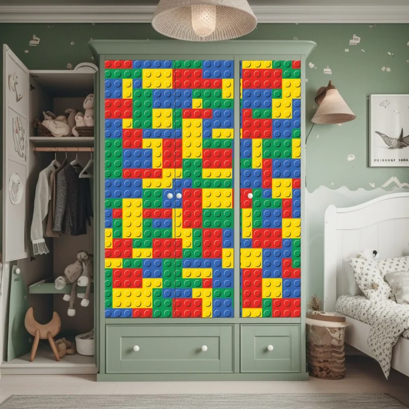 Schrankaufkleber buntes bausteinmuster – Wallnifity® Schrankaufkleber buntes bausteinmuster – Wallnifity®