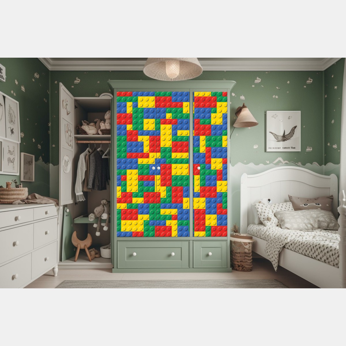 Schrankaufkleber buntes bausteinmuster – Wallnifity® Schrankaufkleber buntes bausteinmuster – Wallnifity®