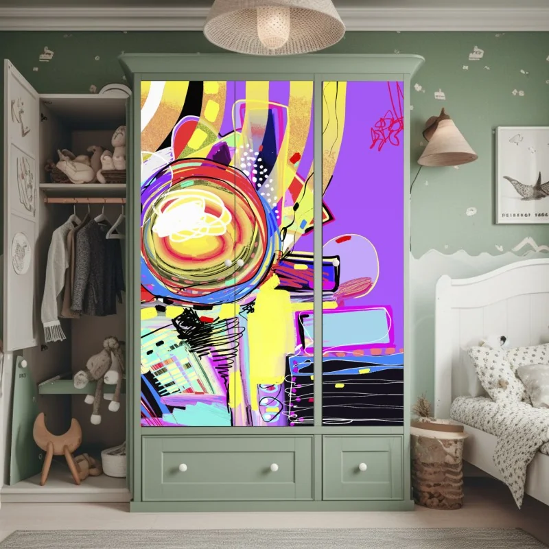 Schrankaufkleber lebendige violette abstrakte komposition – Wallnifity® Schrankaufkleber lebendige violette abstrakte komposition – Wallnifity®