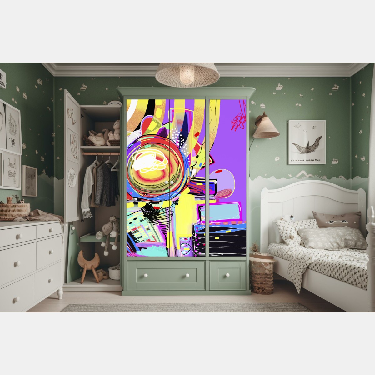 Schrankaufkleber lebendige violette abstrakte komposition – Wallnifity® Schrankaufkleber lebendige violette abstrakte komposition – Wallnifity®