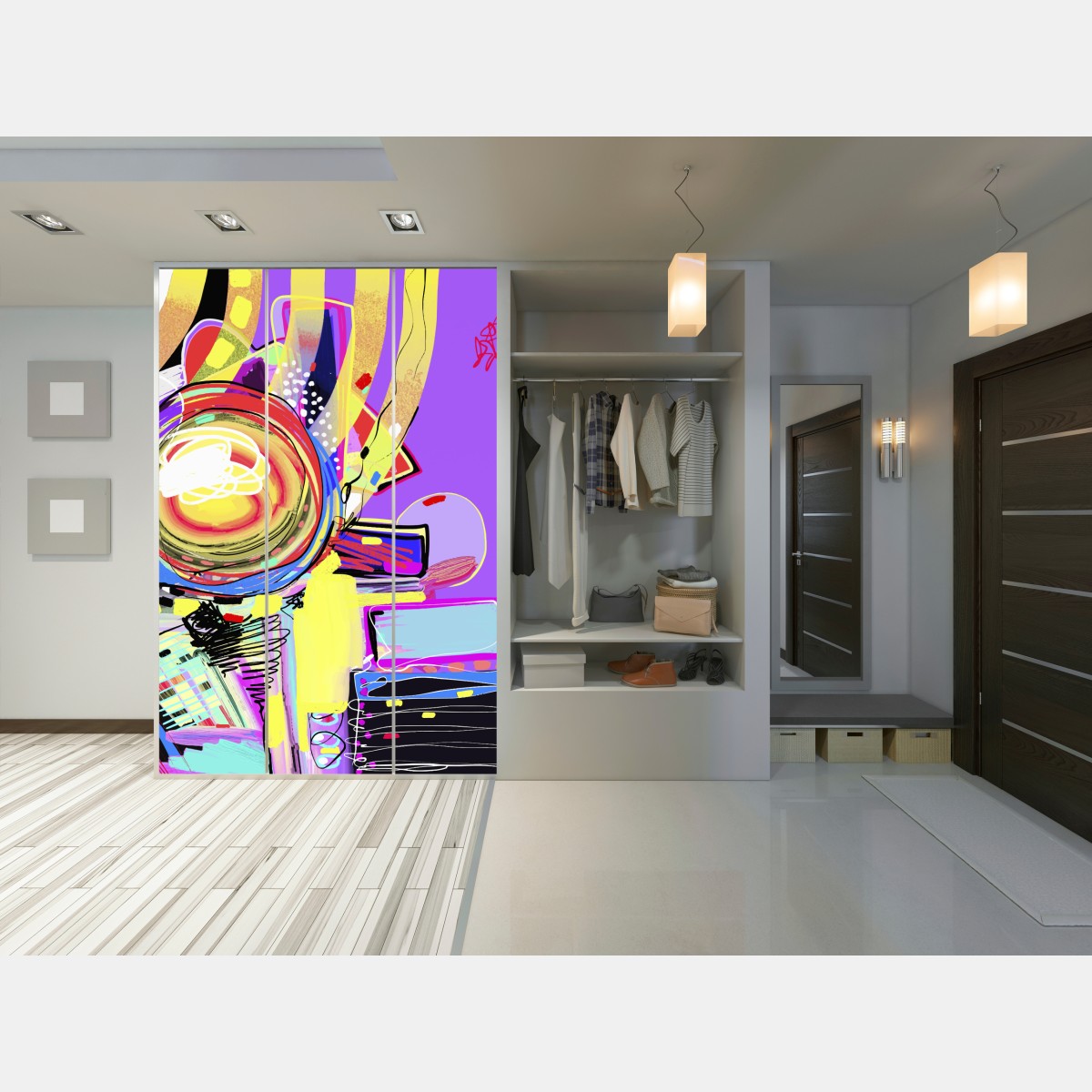 Schrankaufkleber lebendige violette abstrakte komposition – Wallnifity® Schrankaufkleber lebendige violette abstrakte komposition – Wallnifity®