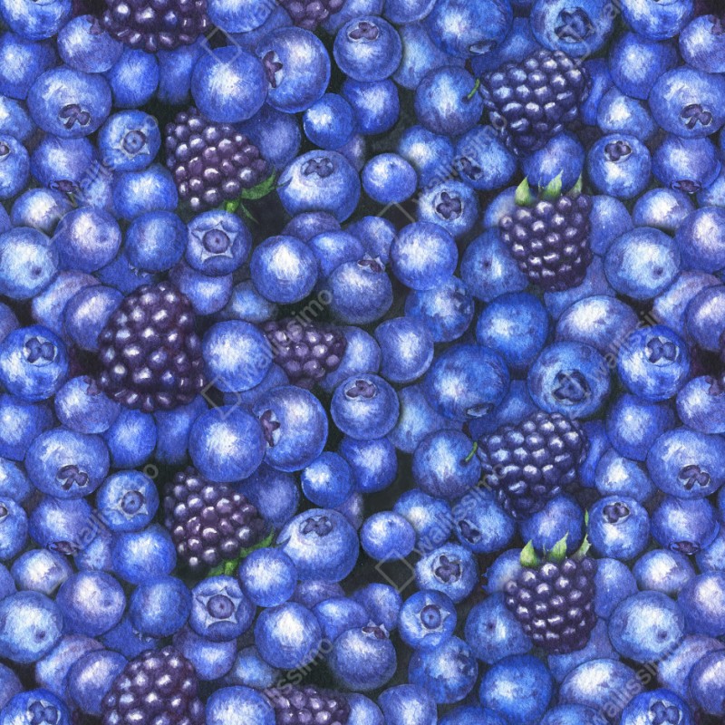 Schrankaufkleber aquarellmuster mit blaubeeren und brombeeren – Wallnifity® Schrankaufkleber aquarellmuster mit blaubeeren und brombeeren – Wallnifity®