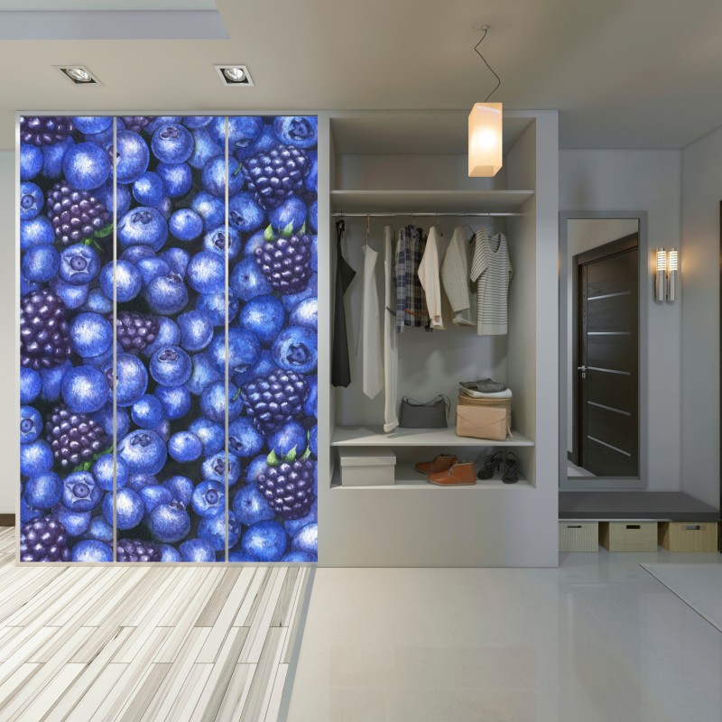 Schrankaufkleber aquarellmuster mit blaubeeren und brombeeren – Wallnifity® Schrankaufkleber aquarellmuster mit blaubeeren und brombeeren – Wallnifity®