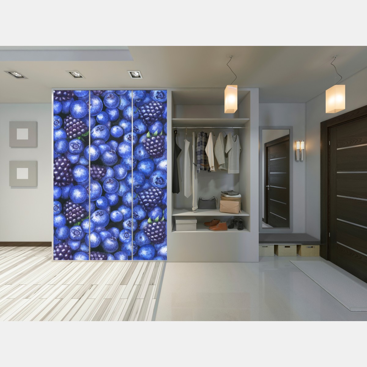 Schrankaufkleber aquarellmuster mit blaubeeren und brombeeren – Wallnifity® Schrankaufkleber aquarellmuster mit blaubeeren und brombeeren – Wallnifity®