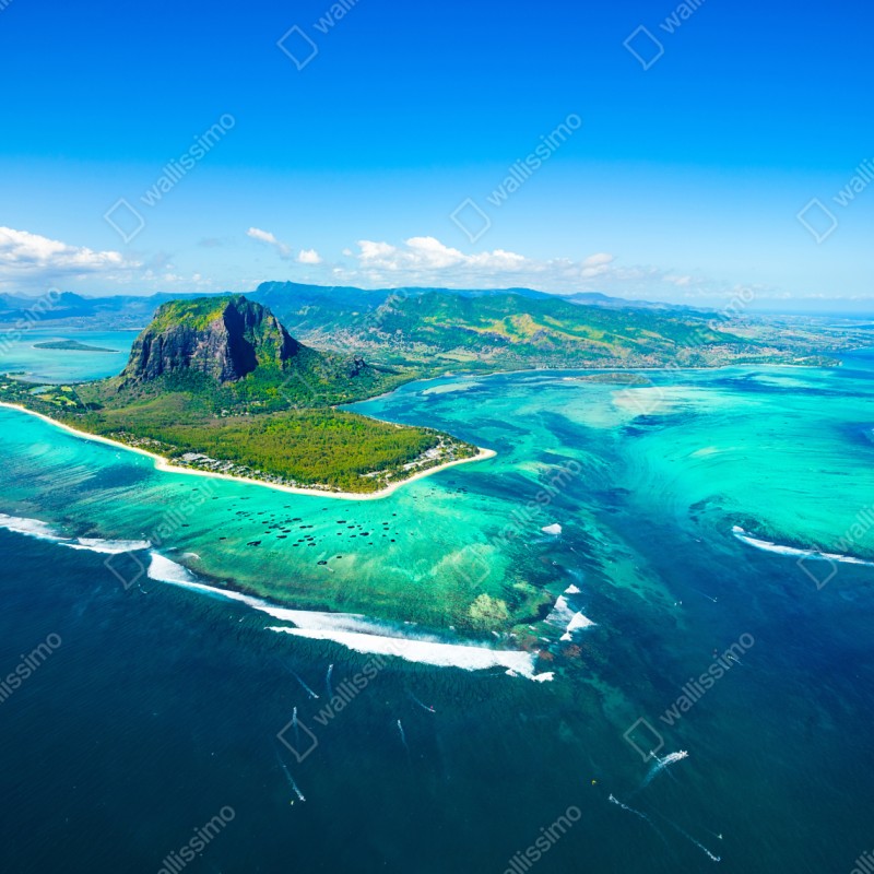 Schrankaufkleber Le Morne panorama der türkislagune – Wallnifity® Schrankaufkleber Le Morne panorama der türkislagune – Wallnifity®