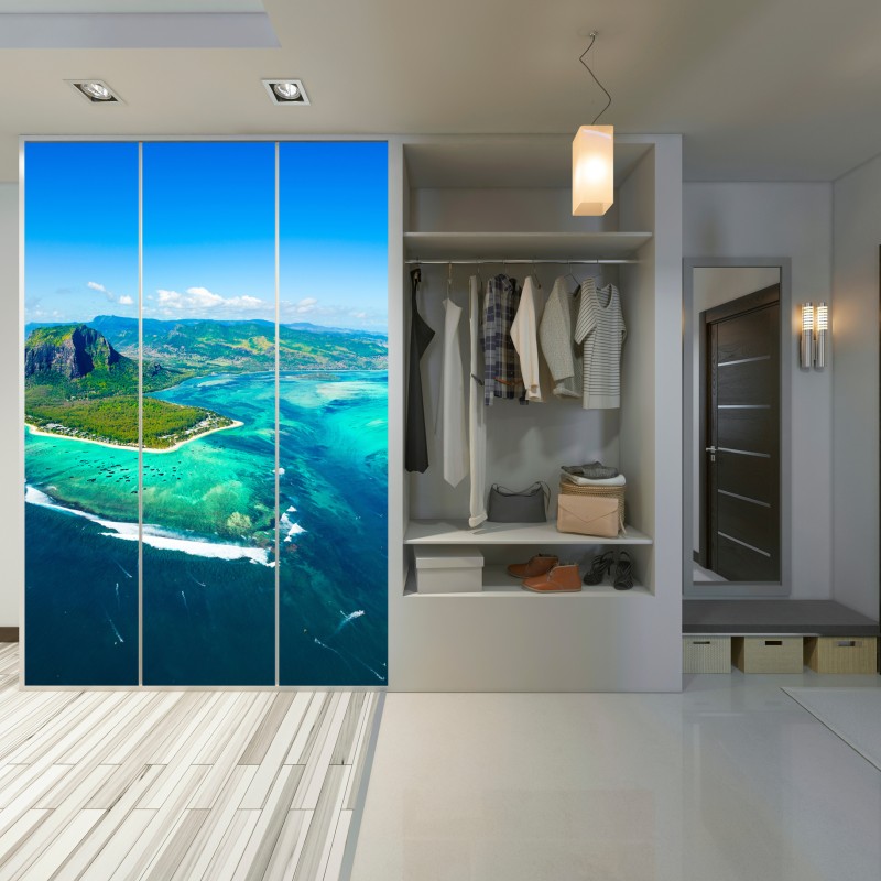 Schrankaufkleber Le Morne panorama der türkislagune – Wallnifity® Schrankaufkleber Le Morne panorama der türkislagune – Wallnifity®