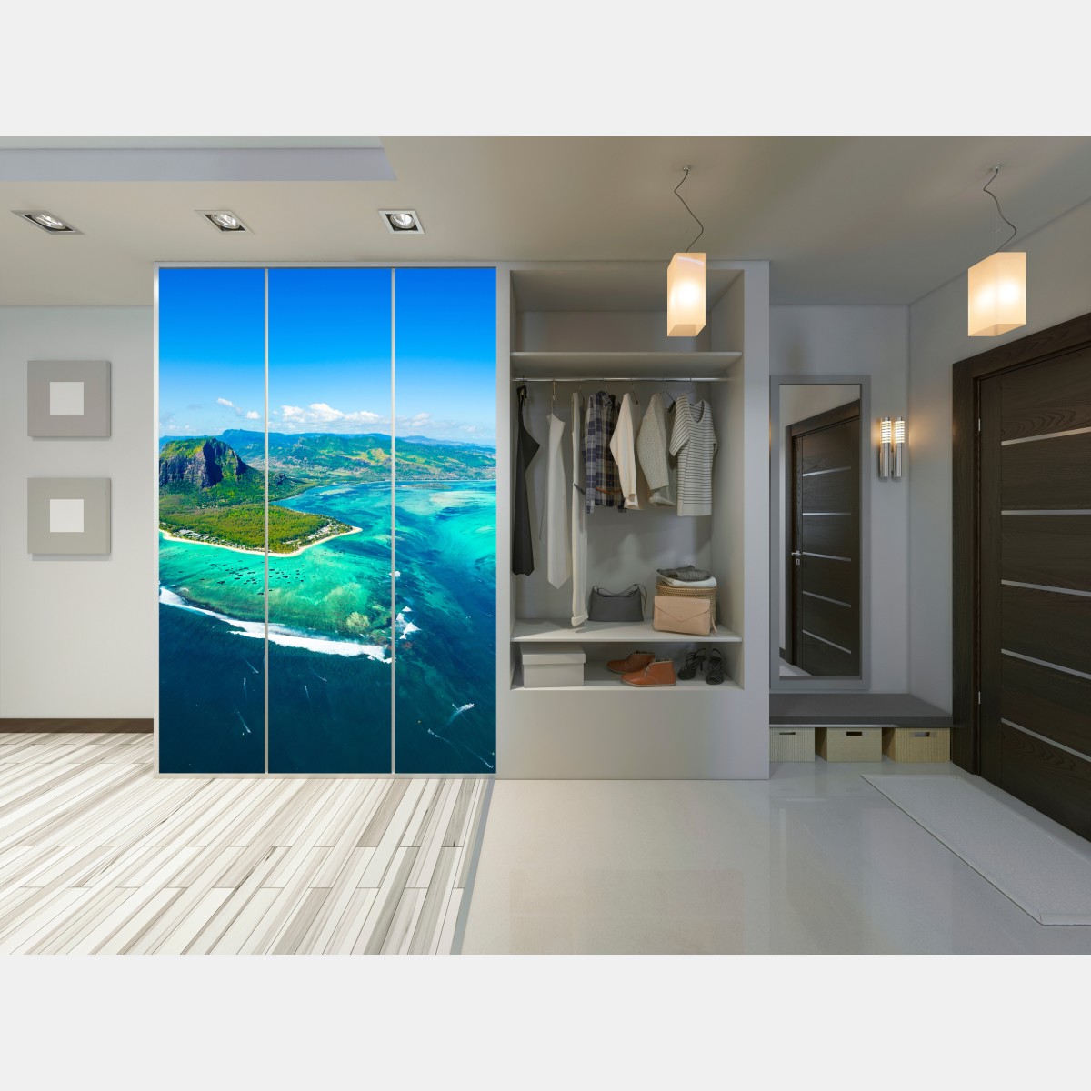 Schrankaufkleber Le Morne panorama der türkislagune – Wallnifity® Schrankaufkleber Le Morne panorama der türkislagune – Wallnifity®