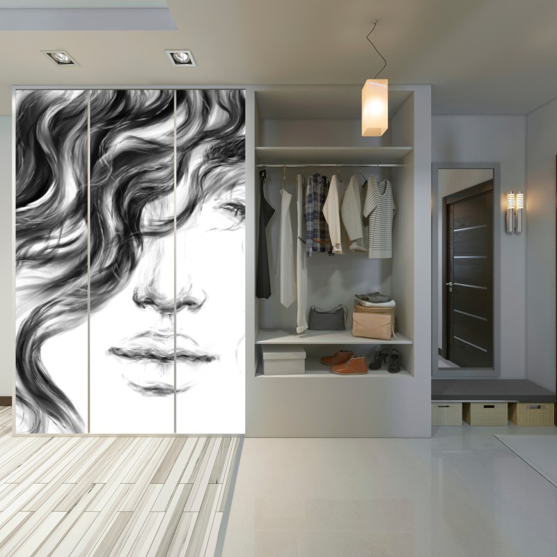 Schrankaufkleber ätherisches monochromes porträt – Wallnifity® Schrankaufkleber ätherisches monochromes porträt – Wallnifity®
