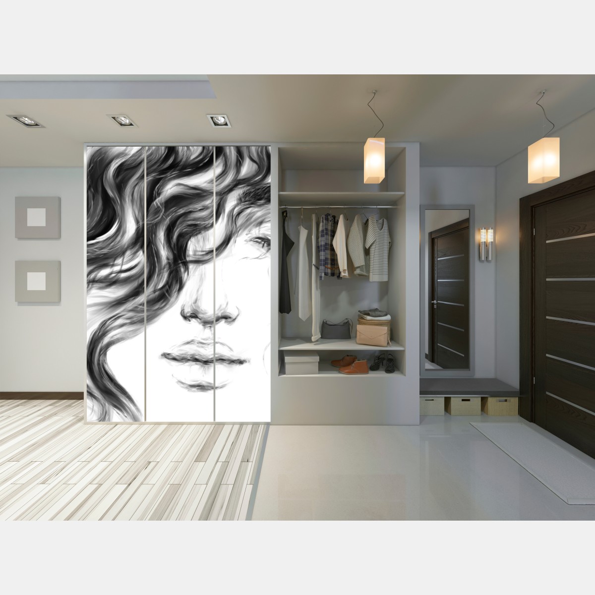 Schrankaufkleber ätherisches monochromes porträt – Wallnifity® Schrankaufkleber ätherisches monochromes porträt – Wallnifity®